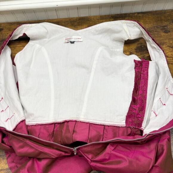 Original Steindl Dress Size M German 100% Silk Dirndl Oktoberfest Milk Maid Pink - Picture 16 of 16